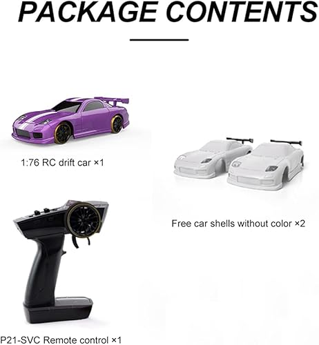 Miniatura 6 de Turbo Racing C61 176 Escala Drift RC Car con Gyro Mini Full Proporcional RTR 2.4GHZ Control remoto con 2 carrocerías reemplazables (morado)