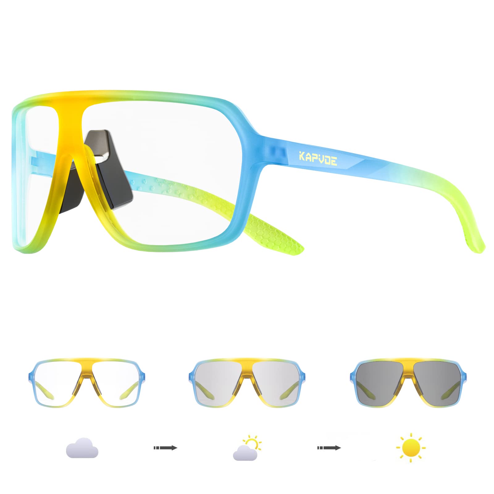 KAPVOE Gafas Ciclismo Fotocromaticas Bicicleta Montaña Gafas de Sol Transparentes Deportivas BTT Pesca Running