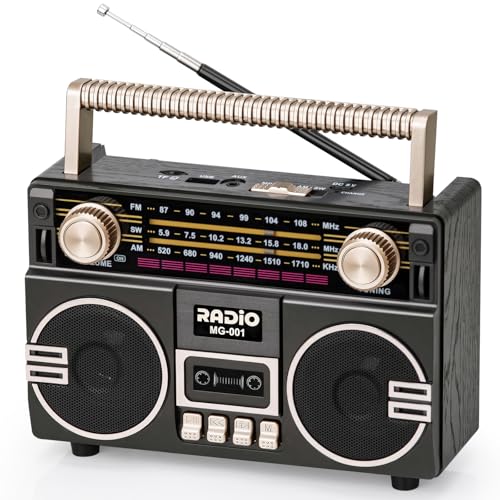 Tendak Retro Radio AM/FM/SW Nostalgie Radio mit 1200mAh Akku Kofferradio mit 6.0 Bluetooth Küchenradio Unterstützt USB/TF/AUX Funktion großem 5-W-Lautsprecher
