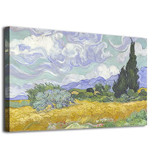Okexckk Wheat Field With Cypresses By Van Gogh Oil Paintings, Large Canvas Wall Art Prints For Living Room Bedroom Office Wall Decor 24"X36" #TOP7