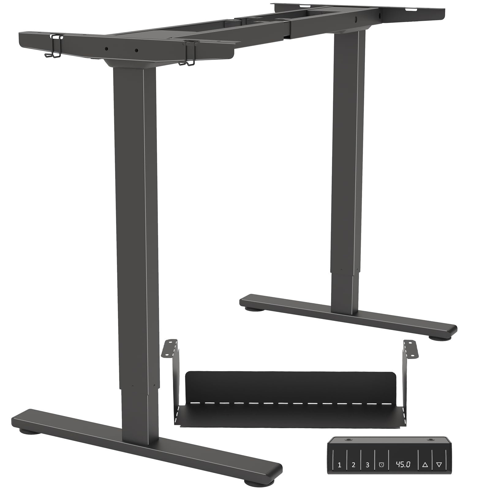 Dual Motor Standing Desk Frame, Electric Adjustable Legs with 265 lbs Weight Capacity, for Max 42″ x 71″ Desktop, with Cable Management Tray, 2pcs Headphone Hook, for Home Office