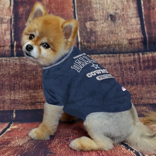 Image of NFL Dallas Cowboys Dog T-Shirt for Pets, Size X-Small. Officially Licensed Pet Shirt with Team Logo, Soft Stretchable Comfort Fit Apparel for Dogs & Cats