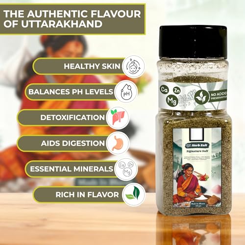 Image of Shuddhherb Signature Salt (300gm Pack of 3) Pahadi Chat Loon with Mint, Hing, Garlic & Himalayan Pink Salt, Anti-Inflammatory, Aids Digestion, Authentic Sil Batta Himalayan Blend