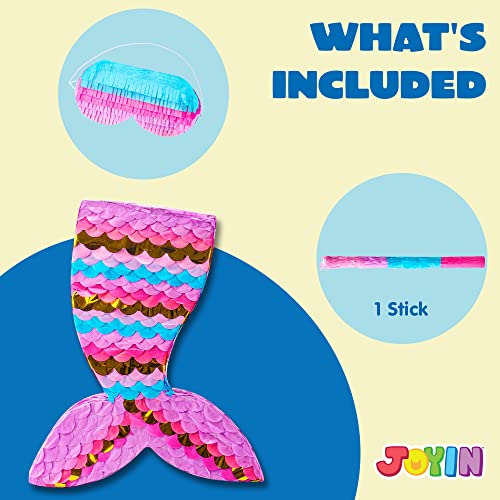 image for JOYIN Mermaid Tail Pinata with Plastic Bat and Paper Blindfold for Fun
