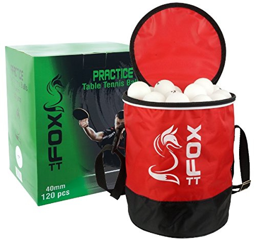 Sports Innovation Ltd Fox TT White 40mm Practice Table Tennis Balls & Bag (Pk120)