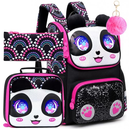Image of KLFVB 3PCS Backpack for Girls and Boys, 15 inch Unicorn Dinosaur Bookbag with Lunch Box, Kids Preschool School bag