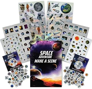 Space Stickers for Children Over 470 Stickers + 16 Space Adventure Scene Sheets - Astronaut, Rocket, Satellite, Planet, Solar System, Space Ship, Meteor - Scrapbooking, Crafting, Party Bag Favours