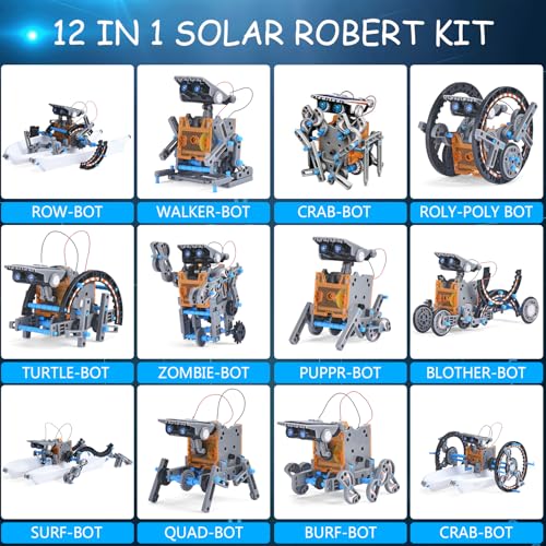 aesgogo stem projects 12-in-1 creation solar robot kitscience experiments toys gifts for kids ages 8-12educational diy building robotics kit for 8 9 10 11 12 13 14 15 year old boys girls teens