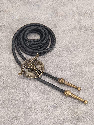 Image of GelConnie Native American Bolo Tie Rodeo Cowboy Leather Necktie Western Necklace Costume Accessories for Men,Women