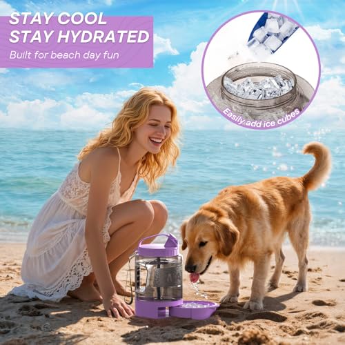 Image of Dog Water Bottle Portable Travel - 77oz Large Travel Water Bowl for Dogs Camping Hiking Beach Traveling Essentials,Big Pet Bottles Bowl Water Dispenser for On The Go Park Car Walking Accessories