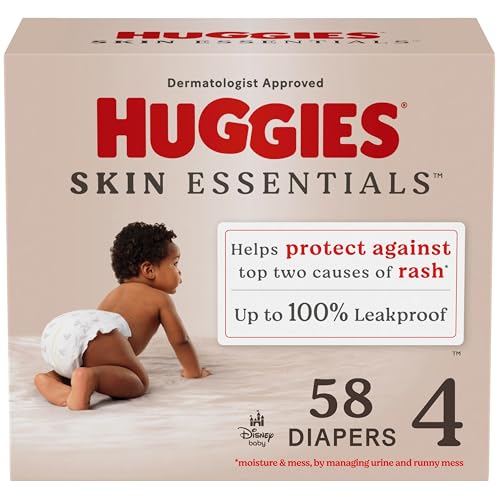 Image of Huggies Size 4 Diapers, Skin Essentials Baby Diapers, Size 4 (22-37 lbs), 58 Count