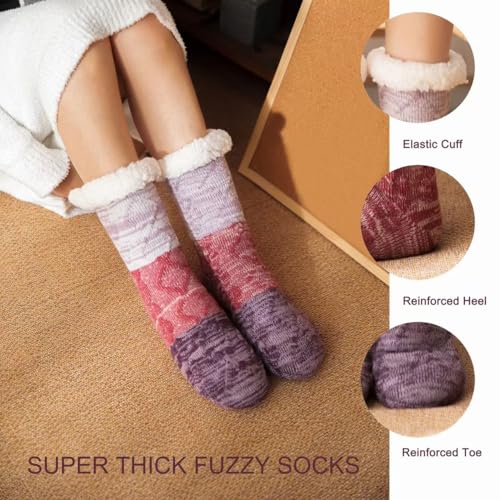Image of Slipper Socks for Women with Gripper - Cozy Soft Thick Fuzzy Non Slip Indoor Home Grips Socks - Winter Non Slip Thick Fuzzy Socks