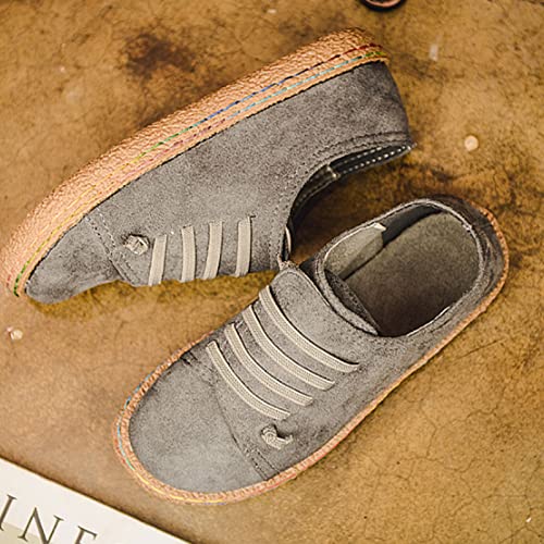 Huixing Art Women's Casual Round Toe Pumps Slip-On Breathable Flat Single Shoes4