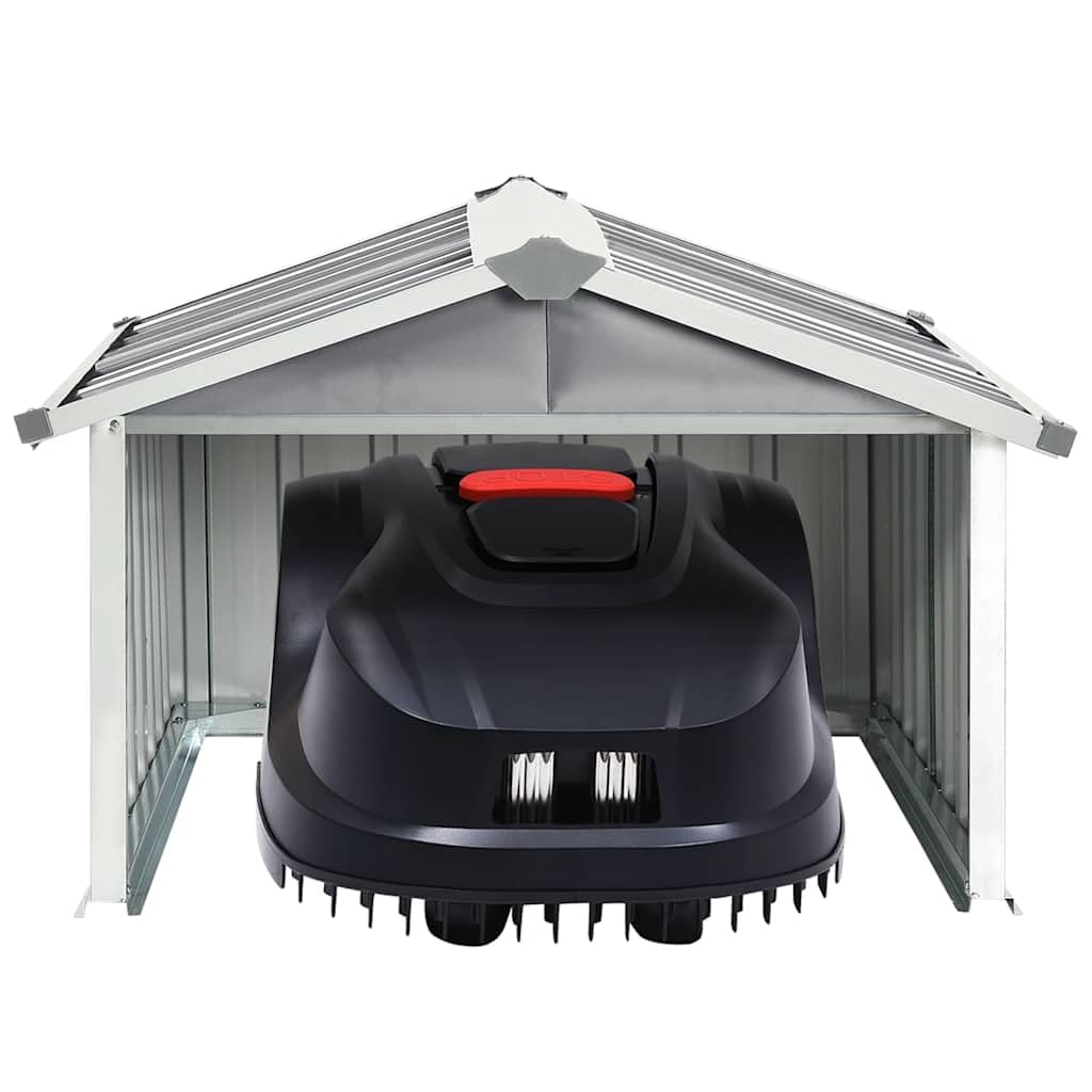 vidaXL Capanno per Robot Tosaerba 92x97x63 cm Acciaio Zincato Grigio
