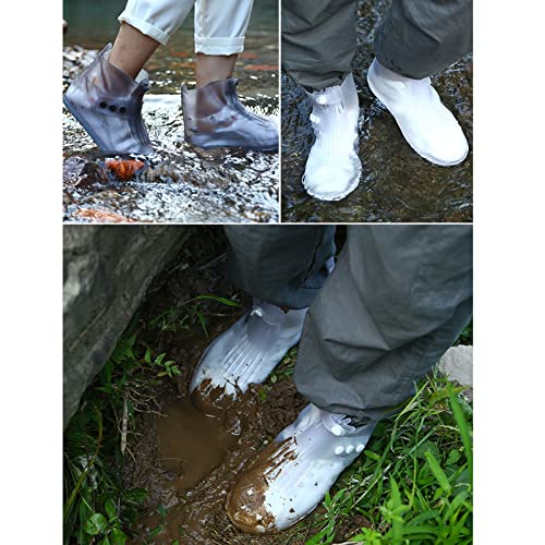 Botas impermeables de silicona para lluvia con alta elasticidad, cubierta plegable con abertura amplia para fácil colocación y protección contra nieve y barro, aptas para todas las estaciones (Color: Azul, Talla: Large) miniatura 2