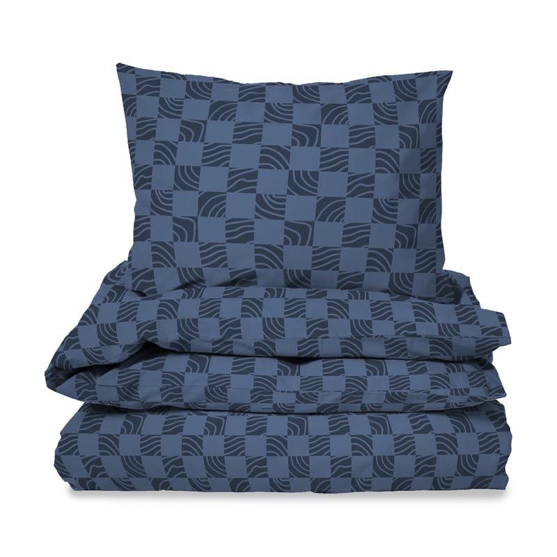 Luxe Dreams Vintage Blue Check Double Duvet Cover Set, Quilt Cover with 2 Pillowcases - Image 2