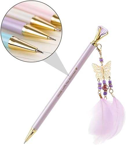 Miniatura 9 de STOBOK 2 unids pluma mecánica chica diamante colgante lápiz suministros de papelería regalo de cumpleaños pluma de dibujo de plástico lápiz mecánico