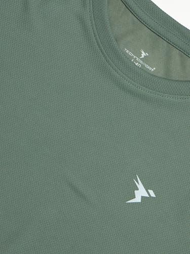 Image of TECHNOSPORT Men's Slim Fit Polyester Activewear Sports T-Shirt with Moisture-Wicking Comfort for Workout, Running & Gym