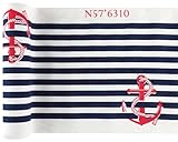  Santex mariage Chemin de Table Bord DE MER, Coton rayé et Ancre 3m