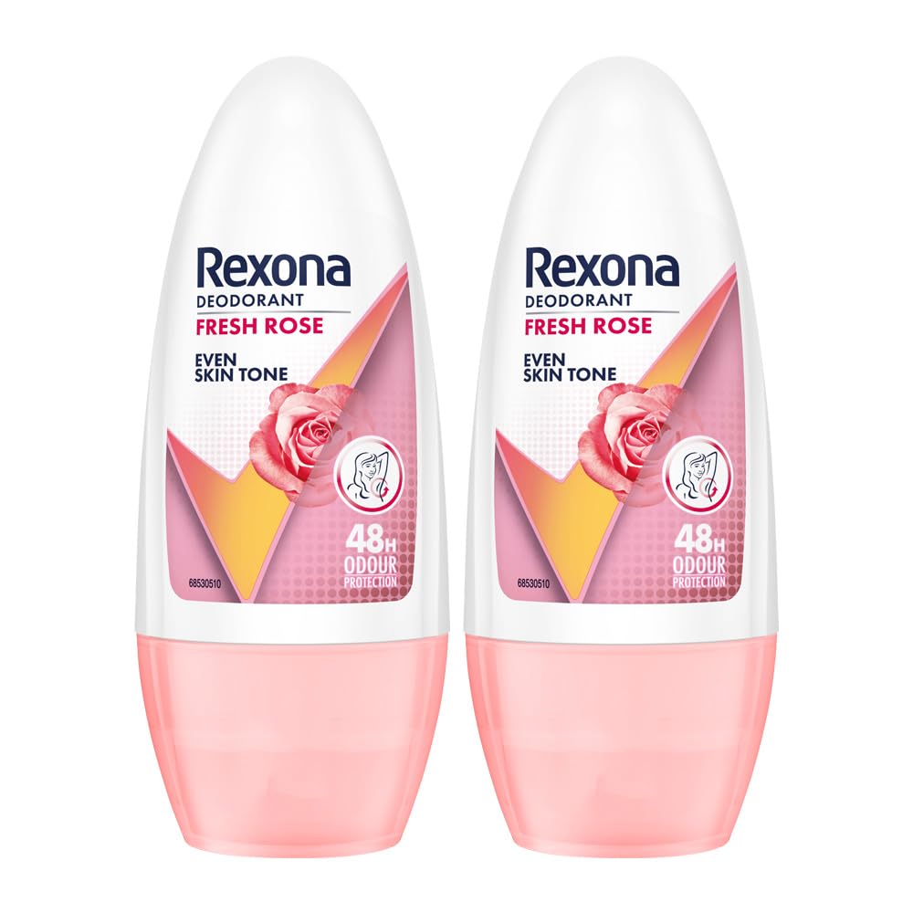 Rexona Fresh Rose Even Skin Tone Underarm Roll-On Deodorant for Women | 48-Hour Odour Protection, 0% Alcohol | 50ml (Pack of 3)-image-2