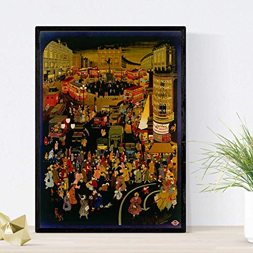 Nacnic Vintage Poster Vintage Poster Europe. London at night. A3 size, 42L x 29.7W cm - Image 2