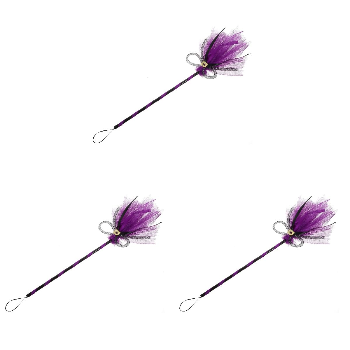 LUOZZY 3pcs Halloween Witch Broom Funny Masquerade Broom Prop Small Broom Decoration Witch Costume Accessory - Purple