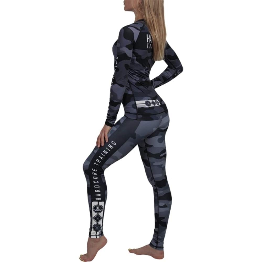 Hardcore Training Night Camo 2.0 Rash Guard Women Chemise de Compression à Manches Longues Femme Fitness Yoga Pilates Gym Faire des Exercices MMA No Gi