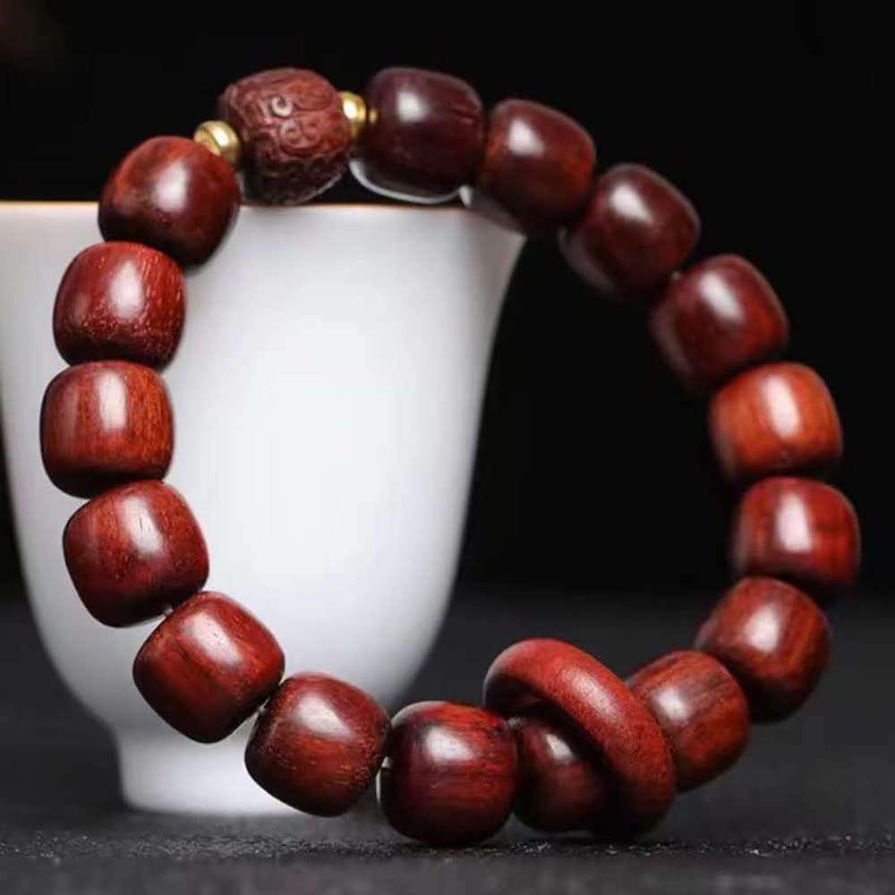 Braccialetto Bodhi, 10 * 11mm Bracciale con perline di legno di sandalo del sangue dello Zambia Barilotto di buon auspicio Perline di legno Bracciale elasticizzato for la meditazione Yoga Canto Mala