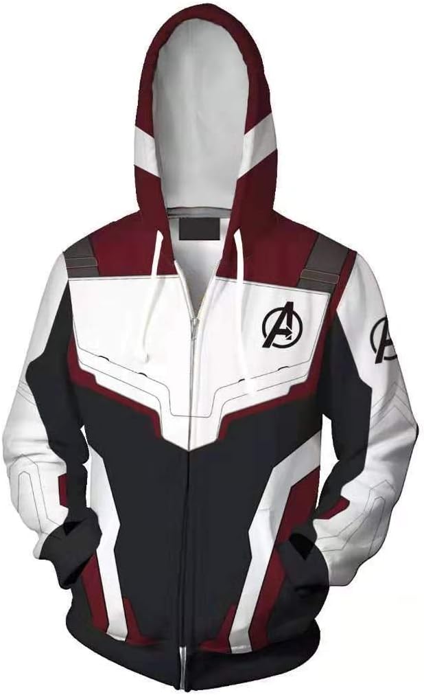 Avenger's Endgame Hoodie Quantum Realm Cosplay Costume 3D Print Zipper Jacket Pullover Sweatshirt (A, M)