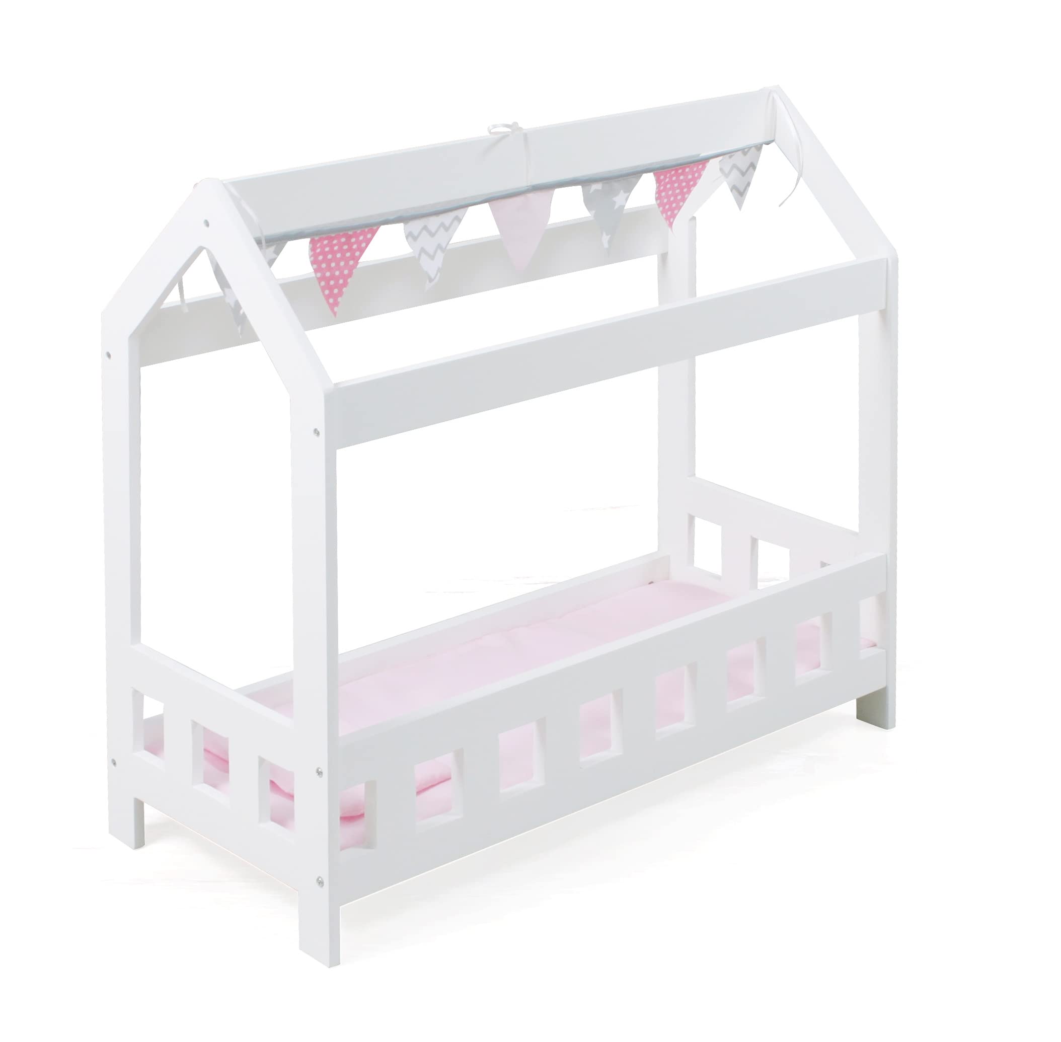 Bayer Chic 2000 Puppenbett Cabin Stars Grau | Puppenmöbel Bett 56cm 507-95 | Modernes Cabin-Puppenbett im Stars Grau Design. Stabiles Gestell, gemütlicher Schlafplatz & ideal für Puppen bis 50 cm.