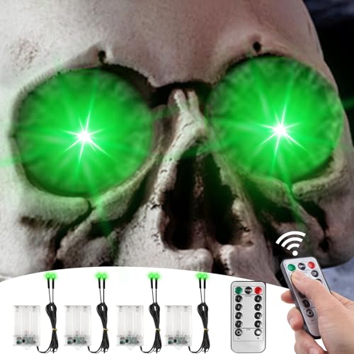 4 Pack Halloween Decoration LED Glowing Light Up Skulls Eyes,