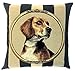 Toll2452 Beagle Housse de coussin pour la chasse, le chien, la chasse, le cadeau, la chasse, le décor rayé