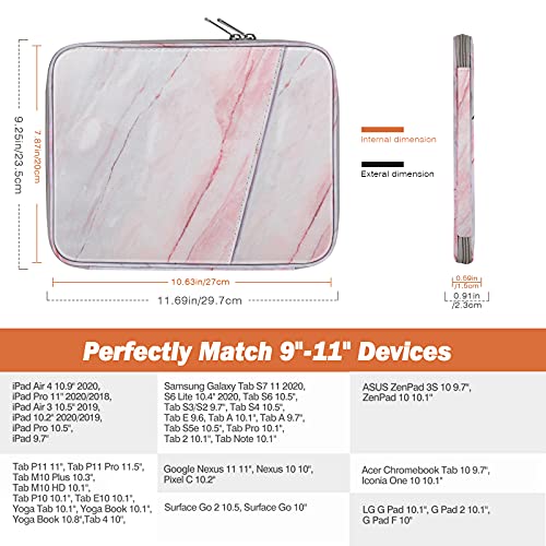 MoKo-Funda-Protectora-de-9-11-Pulgadas-Bolsa-para-iPad-Pro-11-202120202018-iPad-8th-7th-Generation-102-iPad-Air-4-109-iPad-97-Tablet-o-Ordenador-de-Poliester-con-Bolsillos-Marmol-Rosa-Gris
