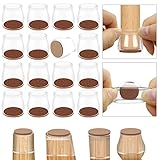 椅子脚カバー 椅子足あしキャップ シリコン クリアー チェアカバー フェルト 床保護 騒音 きず防止 滑り止め 丸脚 角脚兼用 16個セット（透明、小さい）