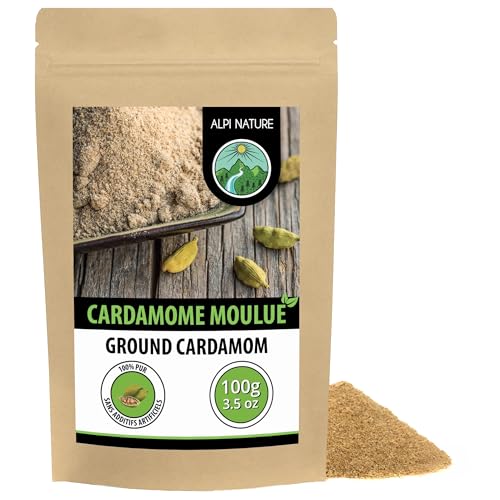 Alpi Nature Cardamome Moulue 100g, Gousses et Graines de Cardamome Moulues pour la Cuisine et la Pâtisserie