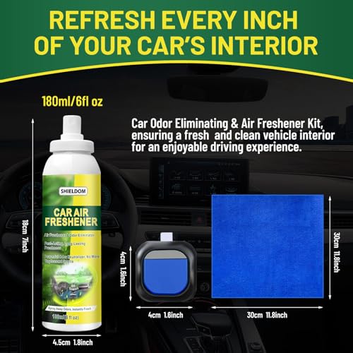 Image of SHIELDOM Car Odor Eliminator Spray Instant Air Freshener Quick Bad Smell Removal Odor Neutralizer Deodorizer Safe for Cars, Home, Office, Bathroom, Hotel, Room - 6oz /180ml