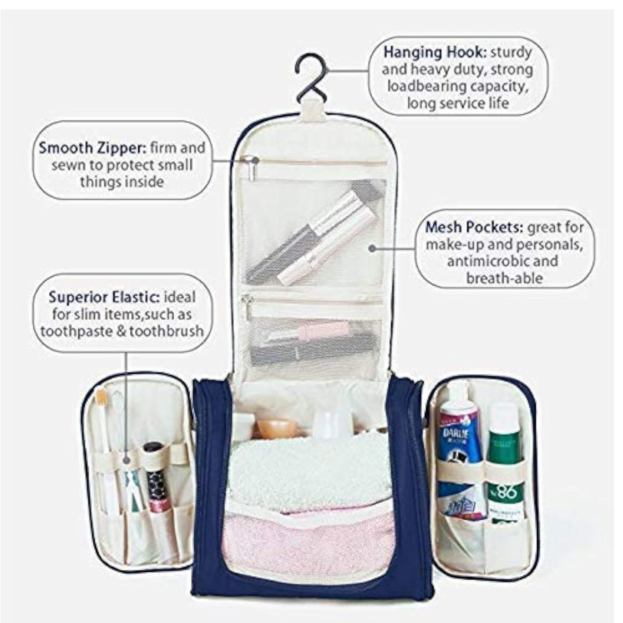 Extra Large Capacity Hanging Toiletry Bag