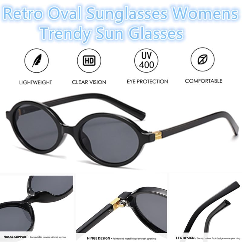 Retro Oval Sunglasses for Women Men Trendy Small 90s Sun Glasses Vintage Round Designer Sunnies3