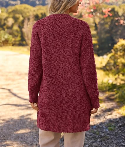 Image of MEROKEETY Women's Long Sleeve Soft Chunky Knit Sweater Open Front Cardigans Outwear Coat