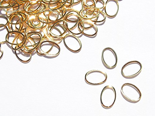 【jewel】メタルフレームパーツ オーバル型 7.5mm×5mm 10枚入り ゴールド 金 (カーブ付きフラットタイプ)素材 材料 レジン ネイルアート パーツ 手芸