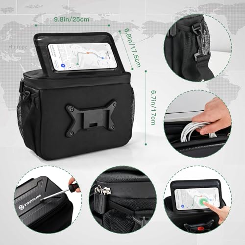 Zyxformis FBA-ZY26-A Bike Handlebar Bag With Touch Screen Phone Holder, 6L Large Water Resistant Bike Basket Front Bag With Handlebar Adapter, Reflective Bike Storage Pouch With Shoulder Strap thumb #6