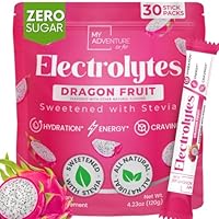 Zero Sugar Dragon Fruit Candy Electrolytes Sticks - Refreshing Hydration - Caffeine Free Energy with Natural Ingredients - Vegan, Keto & Paleo - Sugar Free Electrolytes Powder Drink Mix - 30 Sticks