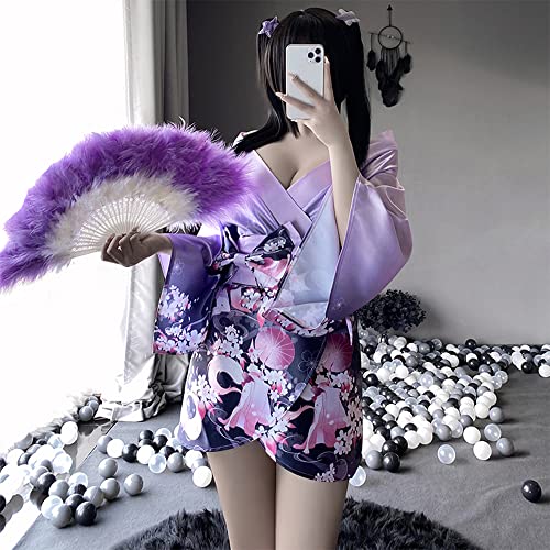 Image of Female Japanese sexy kimono cardigan underwear anime cosplay fox spirit loose yukata nightgown blouse