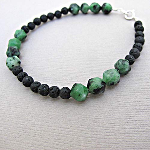 Ruby Zoisite Bracelet, July Birthstone, Diffuser bracelet, Essential oil bracelet, Diffuser jewelry, Aromatherapy bracelet, Natural bracelet, Gemstone Bracelet, Gemstone Jewelry, Silver Size 7.5