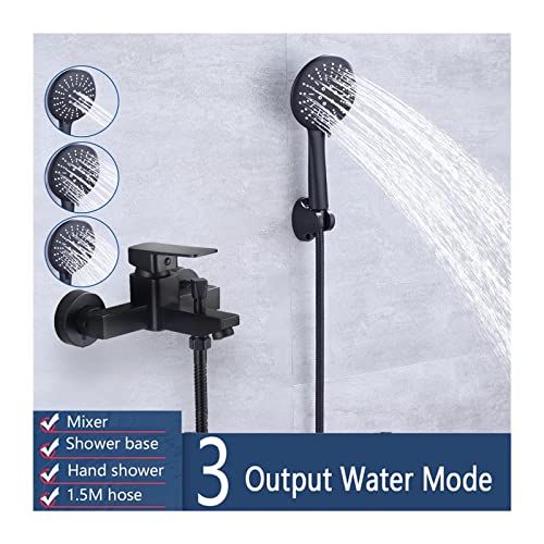 Robinet de douche noir mat mural avec mitigeur double commande pour salle de bain - 6
