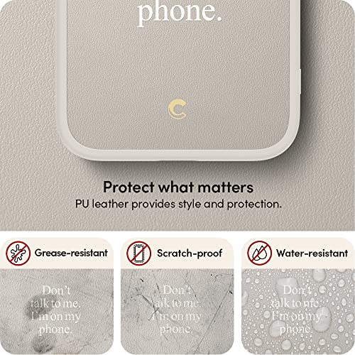 Image of CYRILL Kajuk Mag Compatible with iPhone 14 Pro Max Case (2022), Premium Vegan Leather Case with MagSafe and Full Body Protection - Me Time Cream