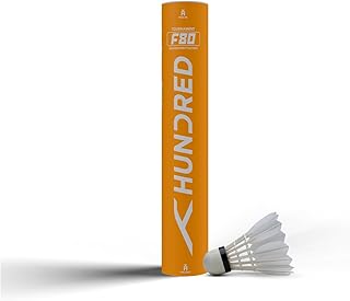 Hundred F80 Feather Shuttlecock | Pack of 12| Speed 76 Goose Feathers | Japanese Premium Adhesive | Pure Cotton Threading |