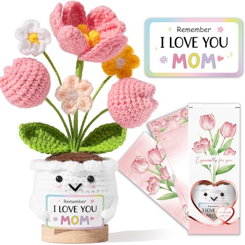 Christmas Mom Gifts for Women Positive Tulip Flower Emotional Support Crochet - Remember I Love You Mom - Best Mom Mother Gifts from Daughter Son Mothers Day Birthday Gift for Moms Mama Mother in Law