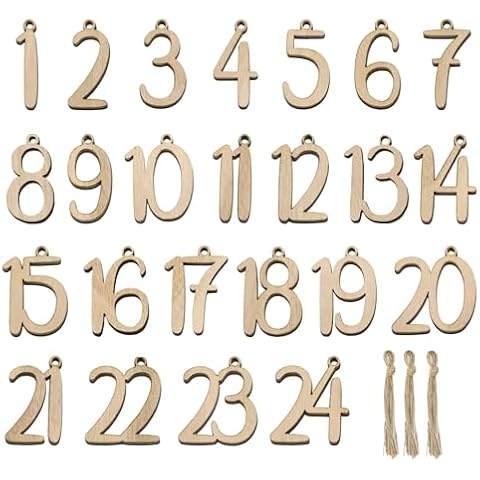 BETESSIN 1-24 Number Wooden Calendar Cover