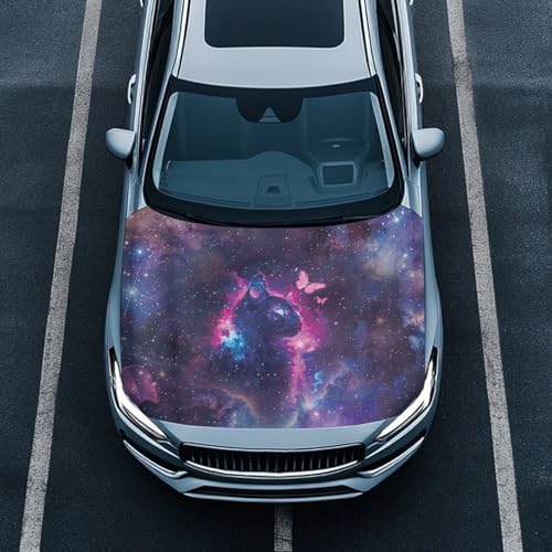 Image of Car Hood Cover Protector,Snowproof Waterproof Comfortable Print Hood Covers for Cars,Decoration Universal Car Accessories Cat Butterfly Print